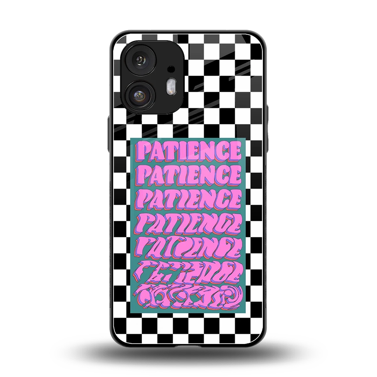 Patience Checkered back phone cover | glass case for nothing phone 2