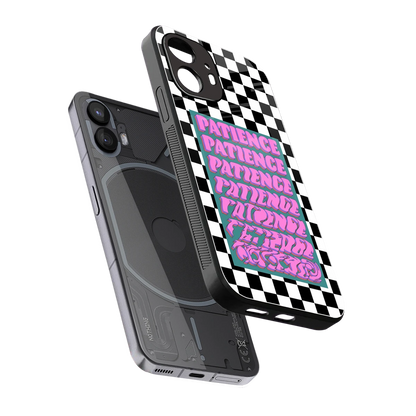 Patience Checkered sleek nothing phone 2 cover with tempered glass back and TPU edges