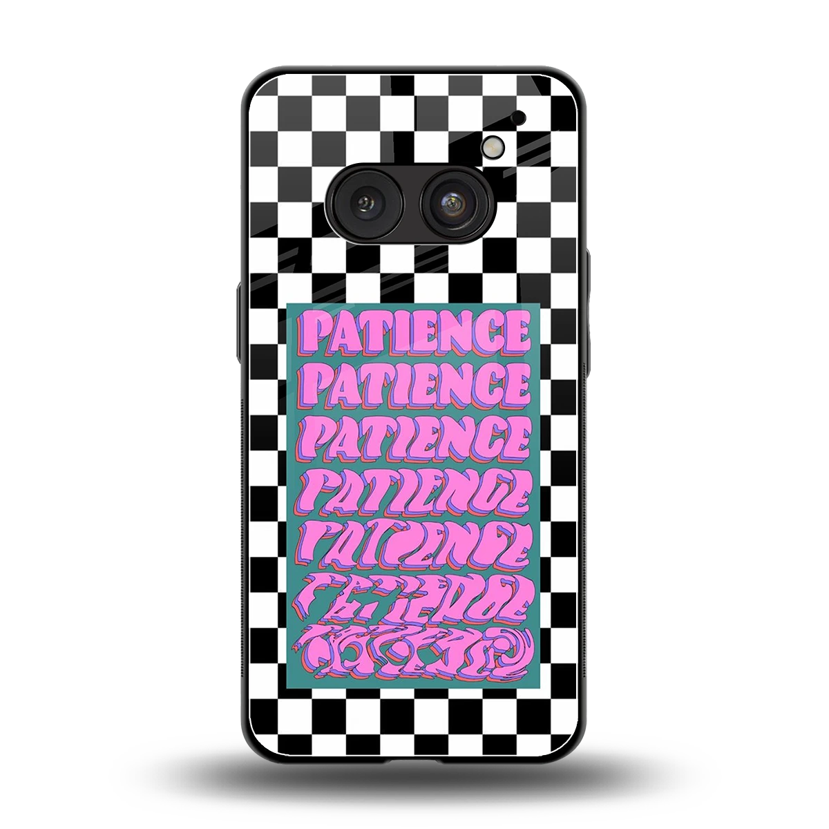 Patience Checkered back phone cover | glass case for nothing phone 2a plus