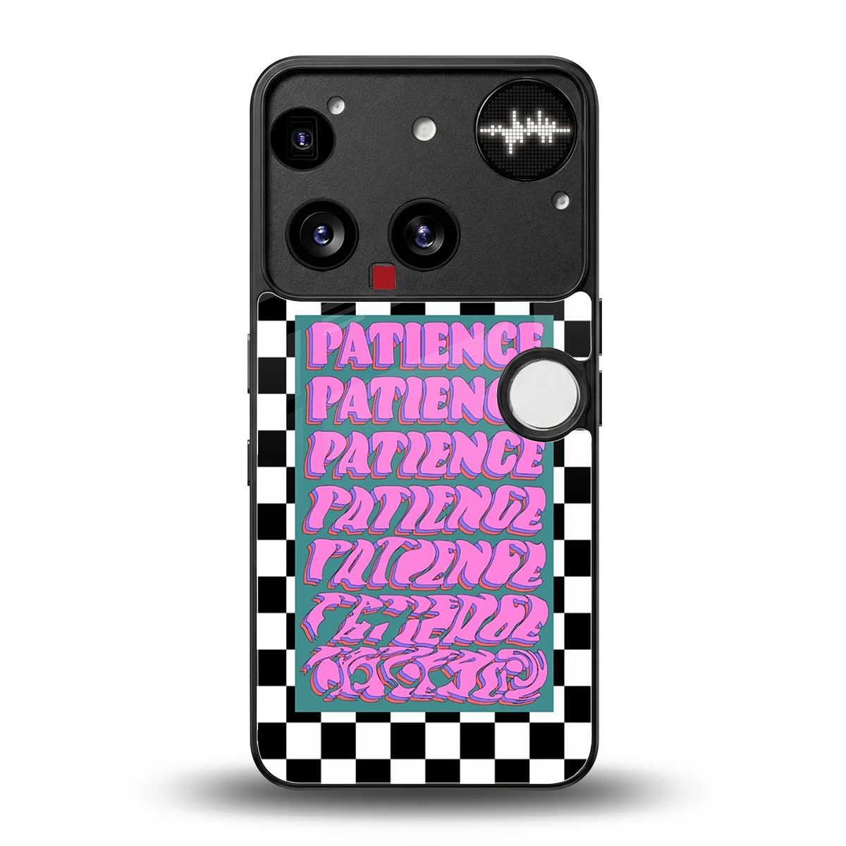 Patience Checkered back phone cover | glass case for nothing phone 3