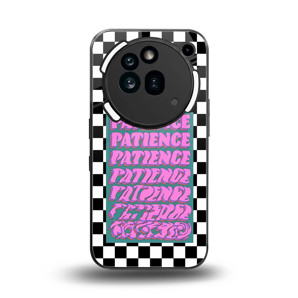 Patience Checkered back phone cover | glass case for nothing phone 3a pro