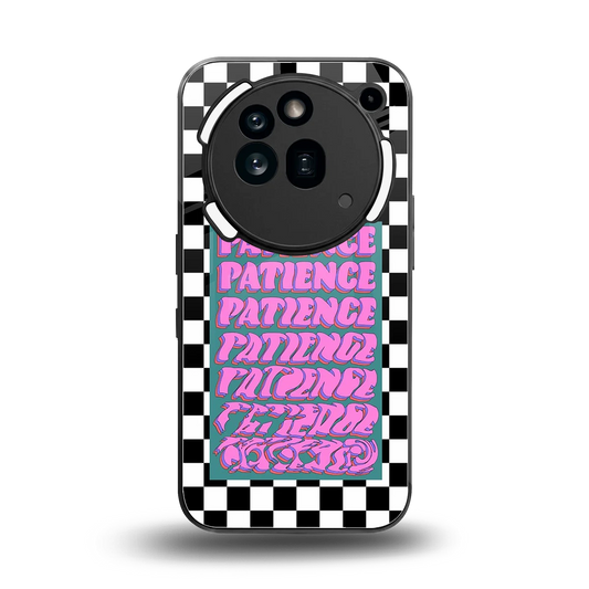 Patience Checkered back phone cover | glass case for nothing phone 3a pro