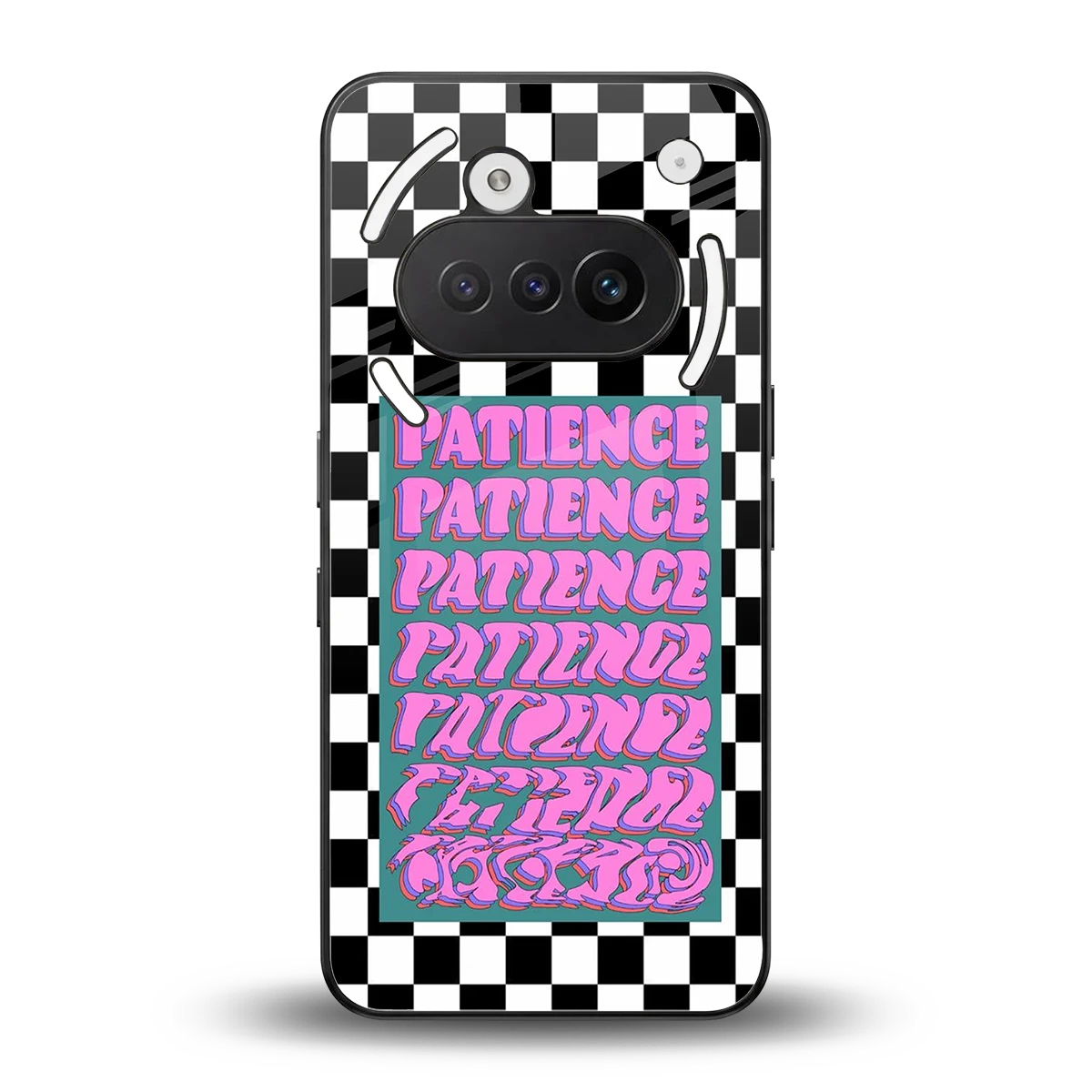 Patience Checkered back phone cover | glass case for nothing phone 3a