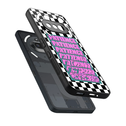 Patience Checkered sleek nothing phone 3a cover with tempered glass back and TPU edges