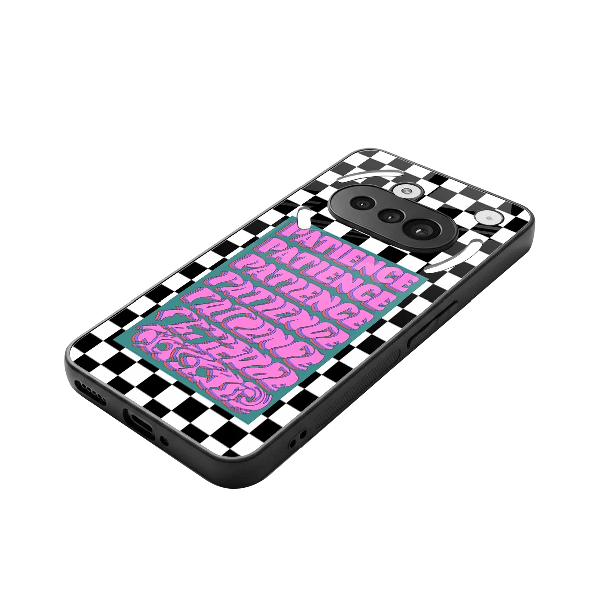 Patience Checkered stylish phone case for nothing phone 3a | glossy glass and slim fit