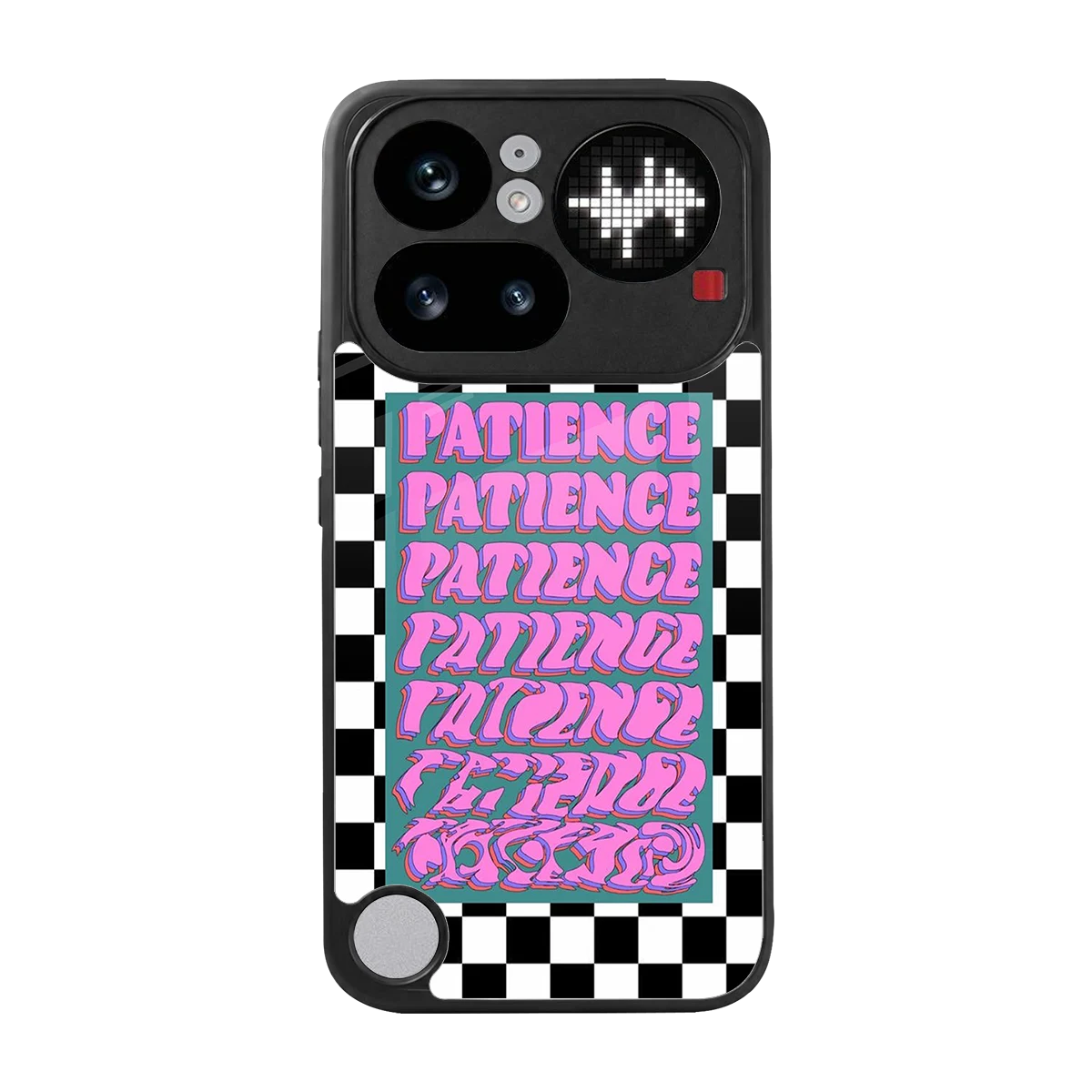 Patience Checkered back phone cover | glass case for nothing phone 4a pro