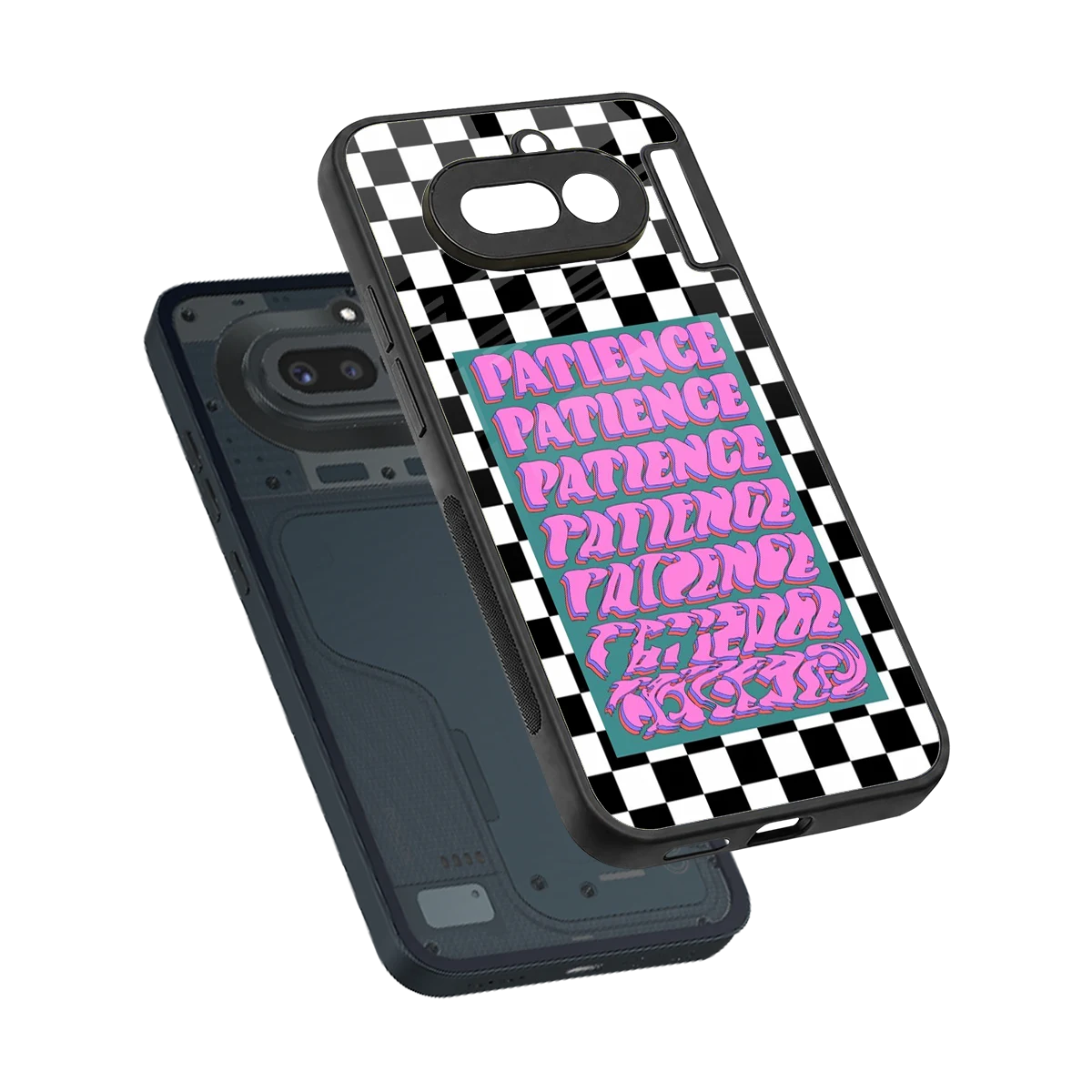 Patience Checkered sleek nothing phone 4a cover with tempered glass back and TPU edges