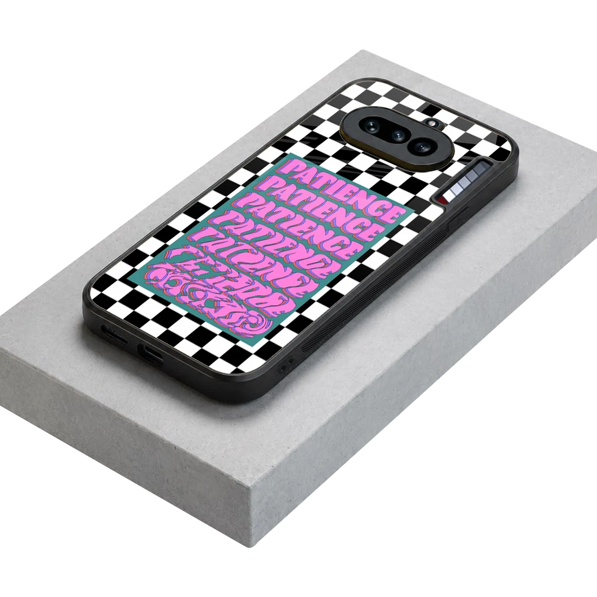 Patience Checkered stylish phone case for nothing phone 4a | glossy glass and slim fit