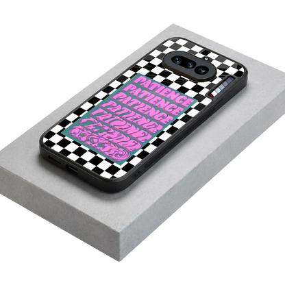 Patience Checkered stylish phone case for nothing phone 4a | glossy glass and slim fit