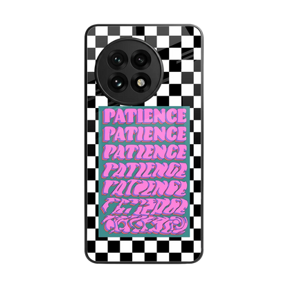 Patience Checkered back phone cover | glass case for oneplus 13r