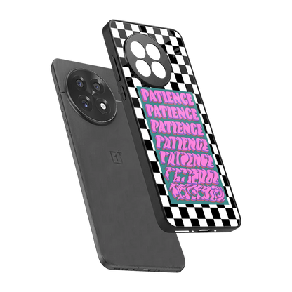 Patience Checkered sleek oneplus 13r cover with tempered glass back and TPU edges