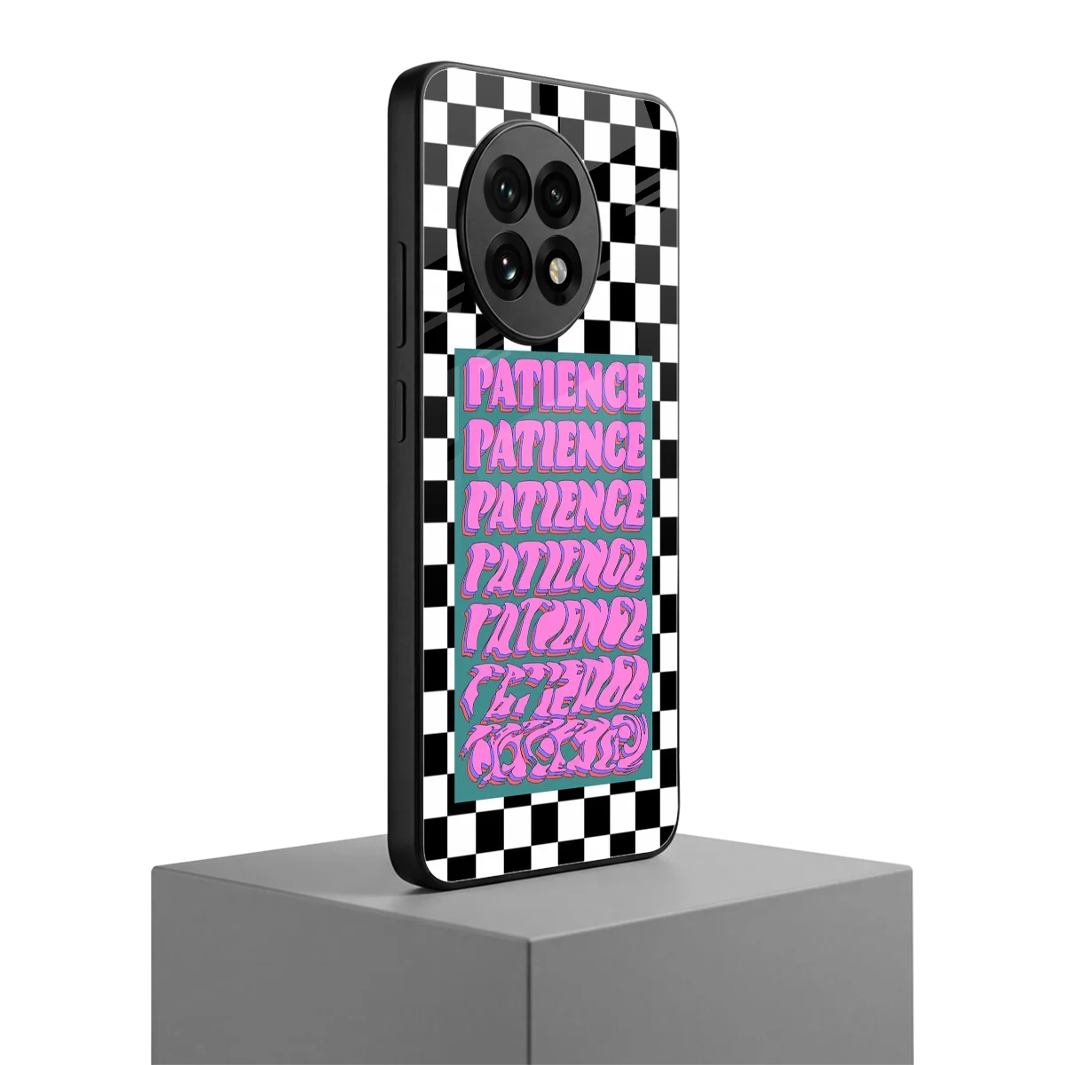 Patience Checkered oneplus 13r mobile cover | shockproof glass phone case