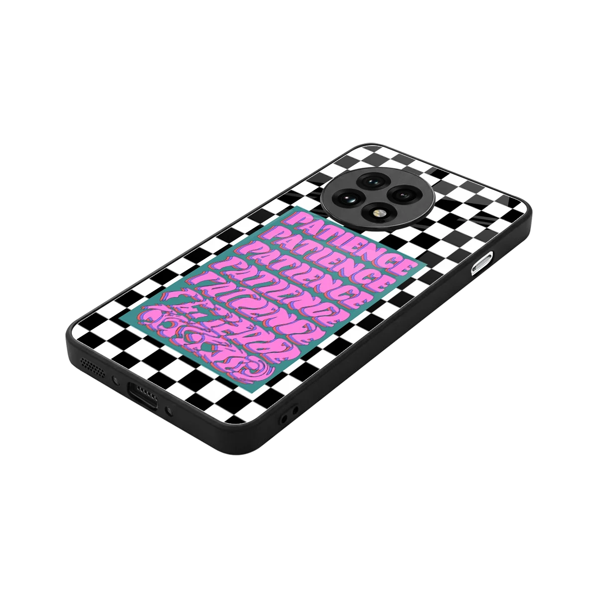 Patience Checkered stylish phone case for oneplus 13r | glossy glass and slim fit