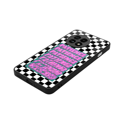 Patience Checkered stylish phone case for oneplus 13r | glossy glass and slim fit