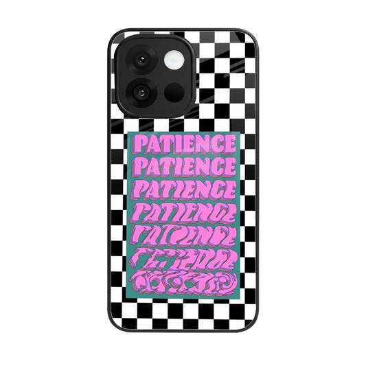 Patience Checkered back phone cover | glass case for oneplus 13s