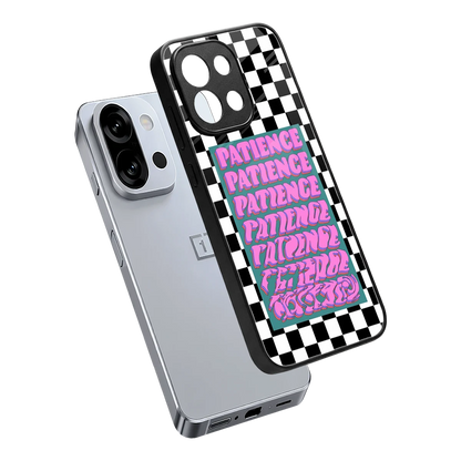 Patience Checkered sleek oneplus 13s cover with tempered glass back and TPU edges