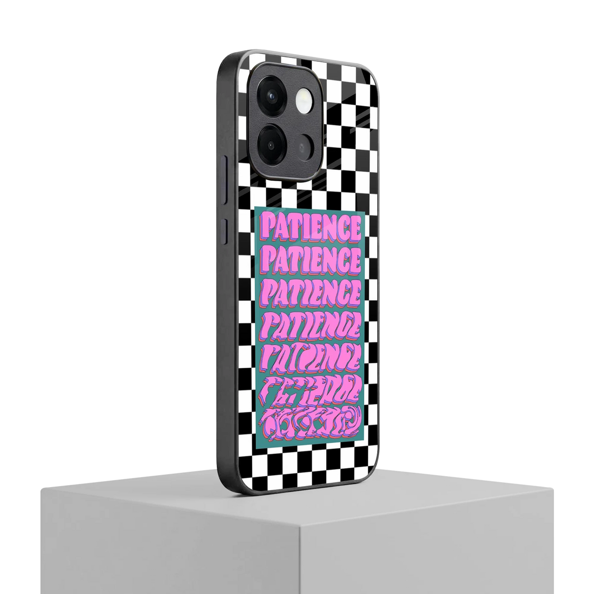 Patience Checkered oneplus 13s mobile cover | shockproof glass phone case