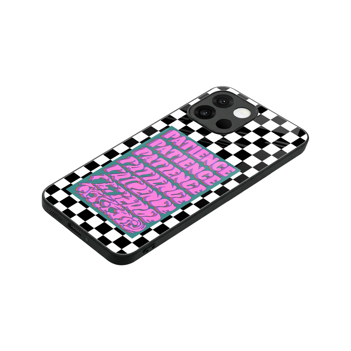 Patience Checkered stylish phone case for oneplus 13s | glossy glass and slim fit