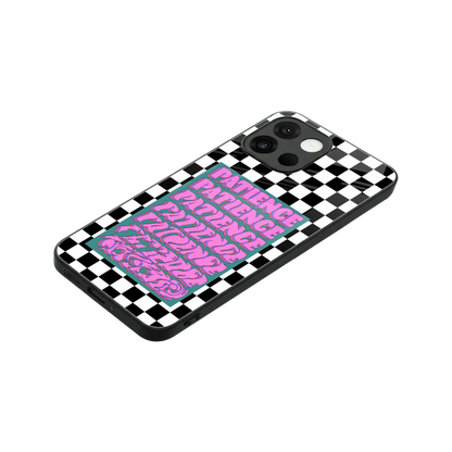 Patience Checkered stylish phone case for oneplus 13s | glossy glass and slim fit
