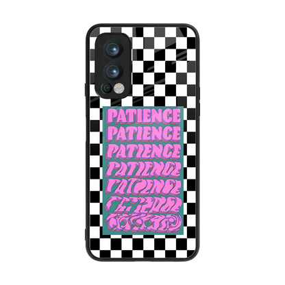 Patience Checkered back phone cover | glass case for oneplus nord 2