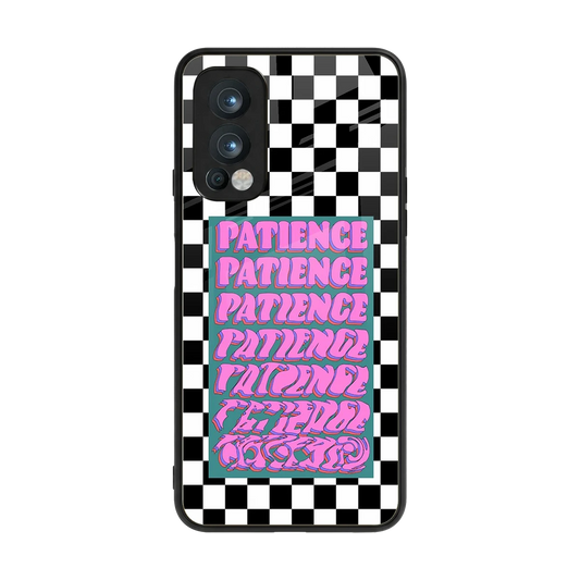 Patience Checkered back phone cover | glass case for oneplus nord 2