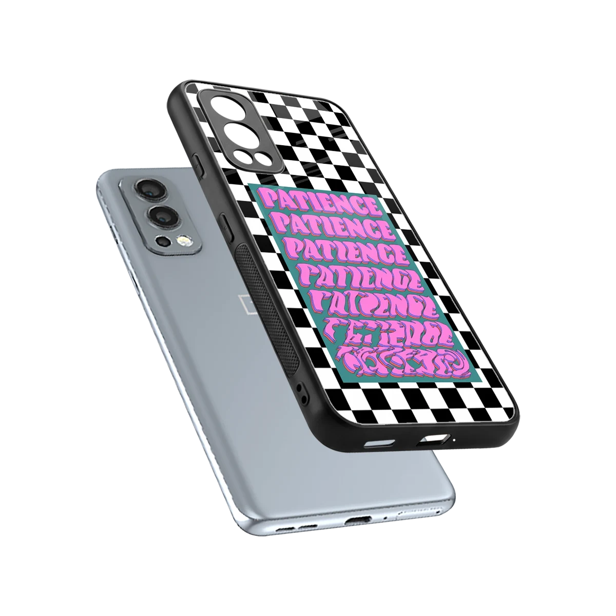 Patience Checkered sleek oneplus nord 2 cover with tempered glass back and TPU edges