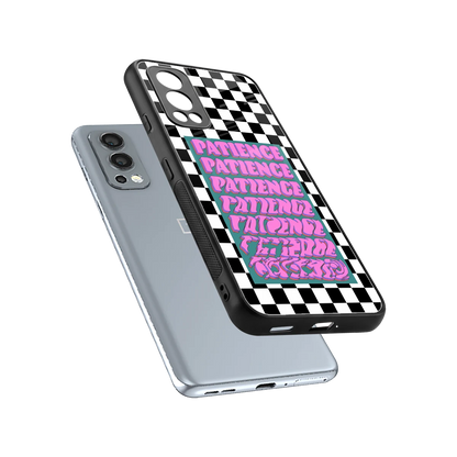 Patience Checkered sleek oneplus nord 2 cover with tempered glass back and TPU edges