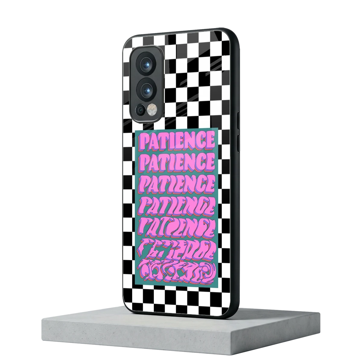 Patience Checkered oneplus nord 2 mobile cover | shockproof glass phone case