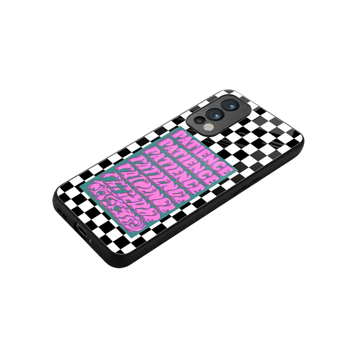 Patience Checkered stylish phone case for oneplus nord 2 | glossy glass and slim fit