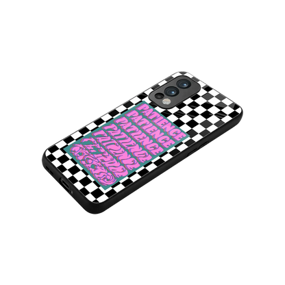 Patience Checkered stylish phone case for oneplus nord 2 | glossy glass and slim fit