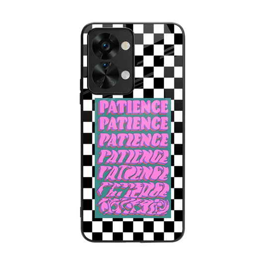 Patience Checkered back phone cover | glass case for oneplus nord 2t