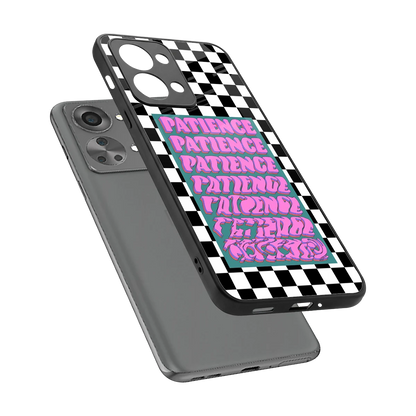 Patience Checkered sleek oneplus nord 2t cover with tempered glass back and TPU edges