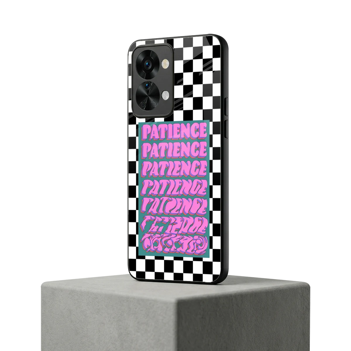 Patience Checkered oneplus nord 2t mobile cover | shockproof glass phone case