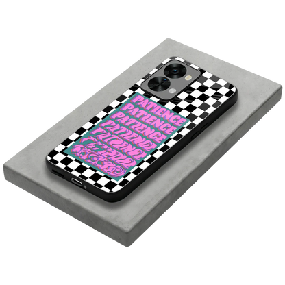 Patience Checkered stylish phone case for oneplus nord 2t | glossy glass and slim fit
