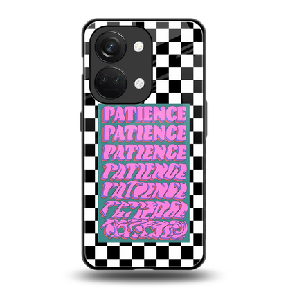 Patience Checkered back phone cover | glass case for oneplus nord 3