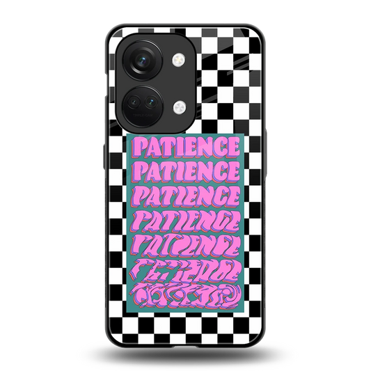 Patience Checkered back phone cover | glass case for oneplus nord 3