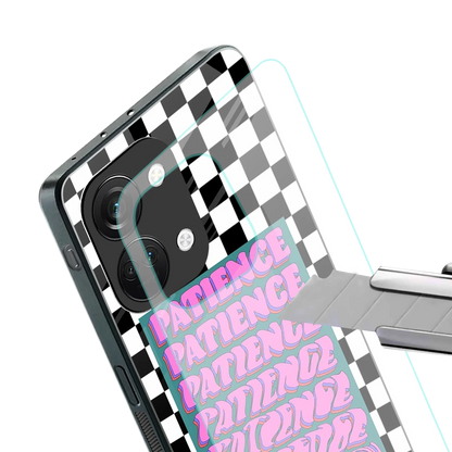Patience Checkered stylish phone case for oneplus nord 3 | glossy glass and slim fit