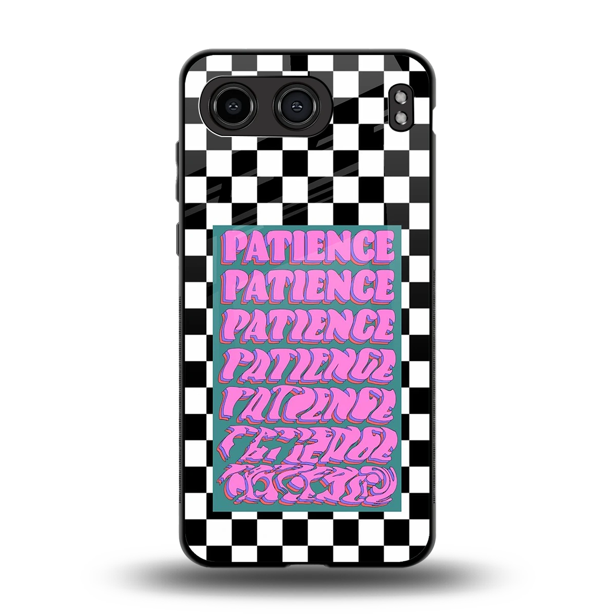 Patience Checkered back phone cover | glass case for oneplus nord 4