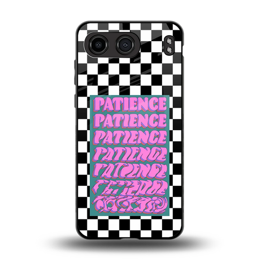 Patience Checkered back phone cover | glass case for oneplus nord 4