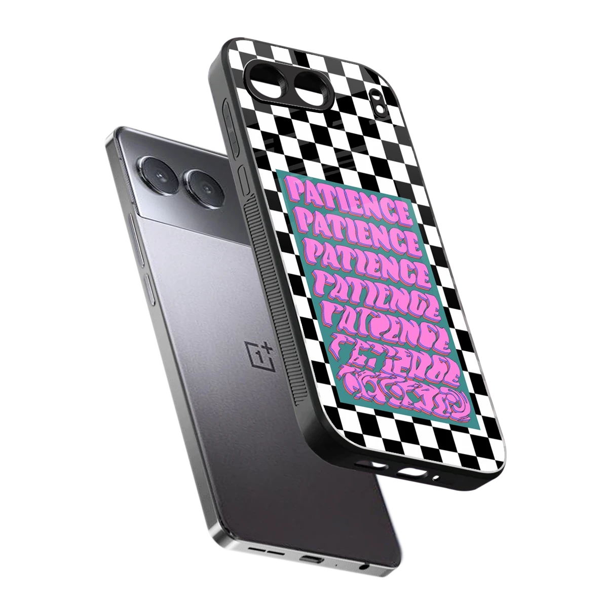 Patience Checkered sleek oneplus nord 4 cover with tempered glass back and TPU edges