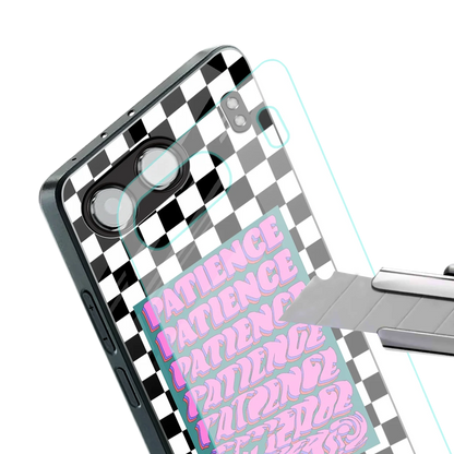 Patience Checkered stylish phone case for oneplus nord 4 | glossy glass and slim fit