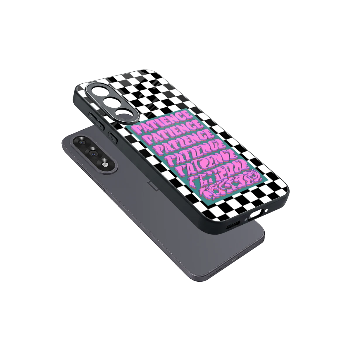 Patience Checkered sleek oneplus nord 5 cover with tempered glass back and TPU edges