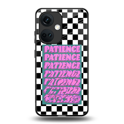 Patience Checkered back phone cover | glass case for oneplus nord ce 3
