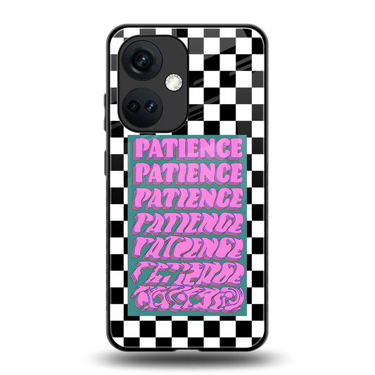 Patience Checkered back phone cover | glass case for oneplus nord ce 3