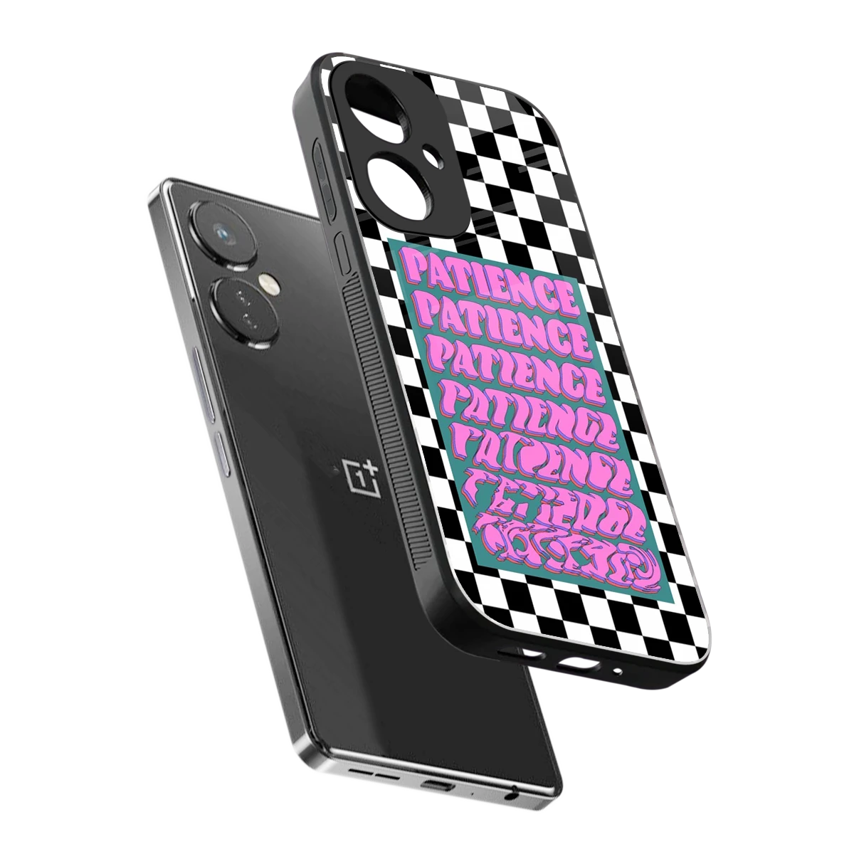 Patience Checkered sleek oneplus nord ce 3 cover with tempered glass back and TPU edges
