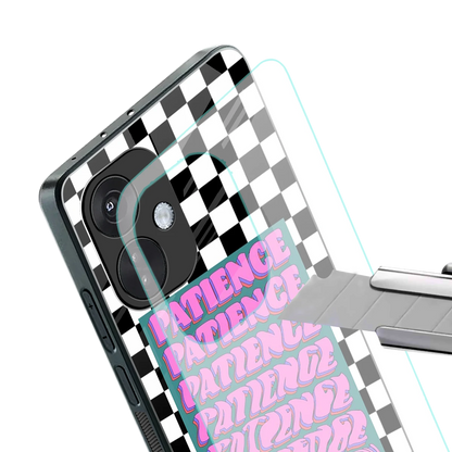 Patience Checkered stylish phone case for oneplus nord ce 3 | glossy glass and slim fit