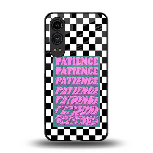 Patience Checkered back phone cover | glass case for oneplus nord ce 4 lite