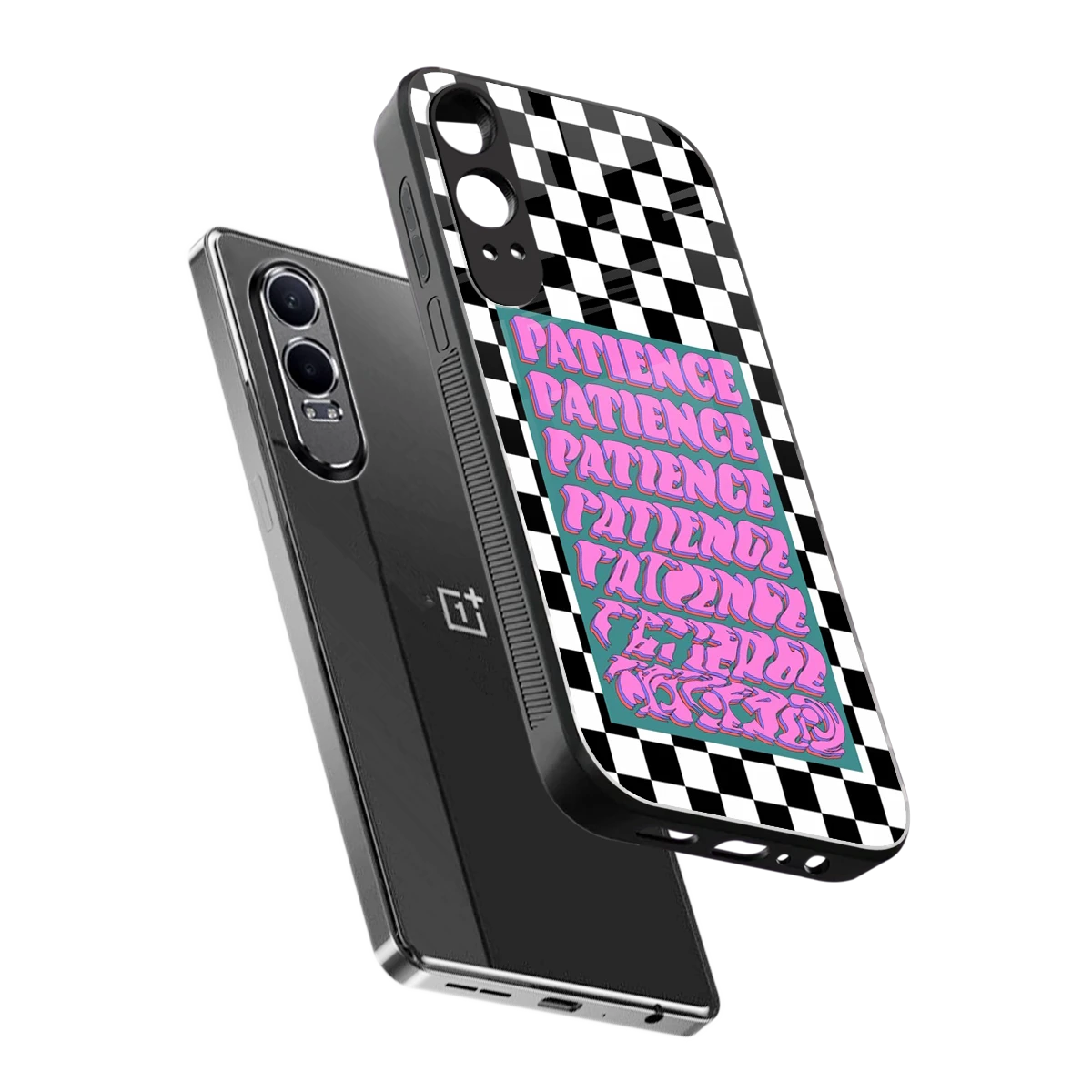 Patience Checkered sleek oneplus nord ce 4 lite cover with tempered glass back and TPU edges