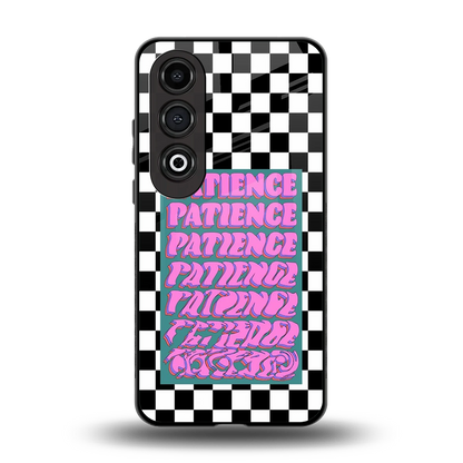 Patience Checkered back phone cover | glass case for oneplus nord ce 4