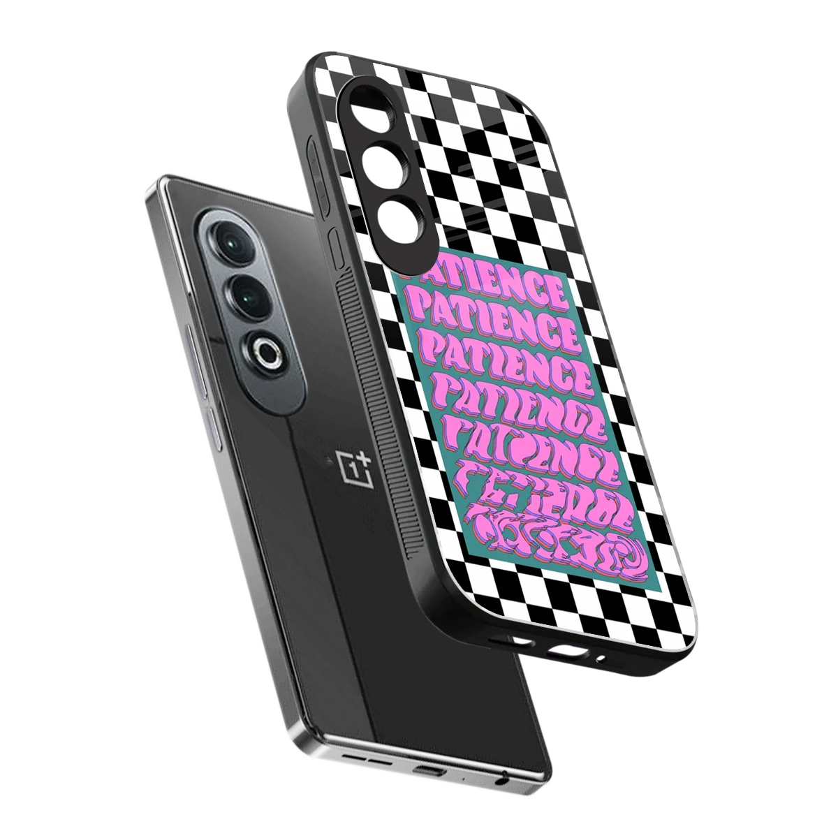 Patience Checkered sleek oneplus nord ce 4 cover with tempered glass back and TPU edges